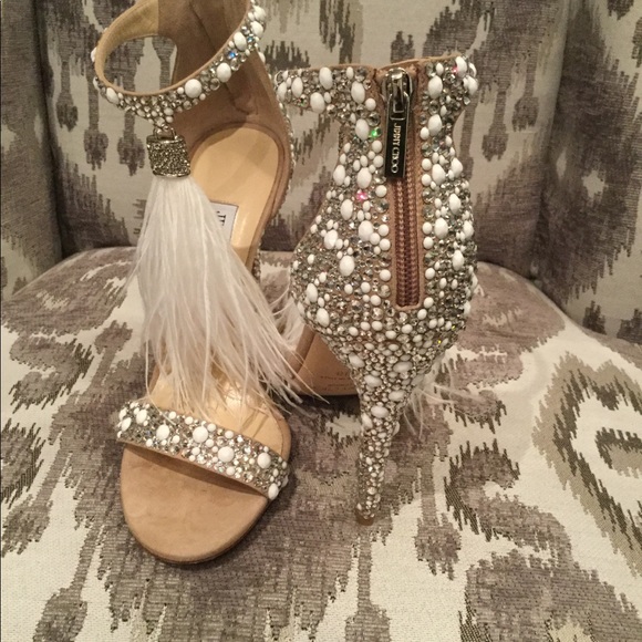 Jimmy Choo
Viola Crystal Satin Sandal with Feather - Picture 2 of 5